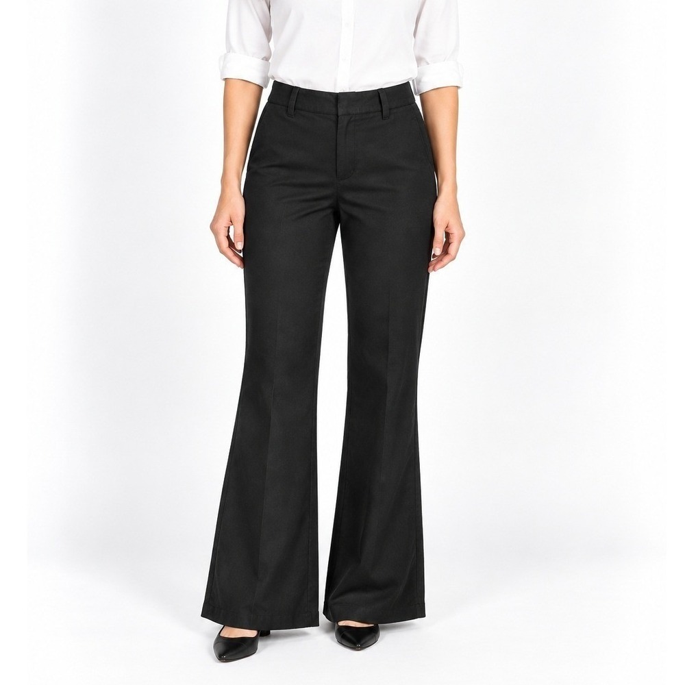Banana Republic Linen Blend Flared Solid Casual Trendy Trouser Pants Black Sz 6